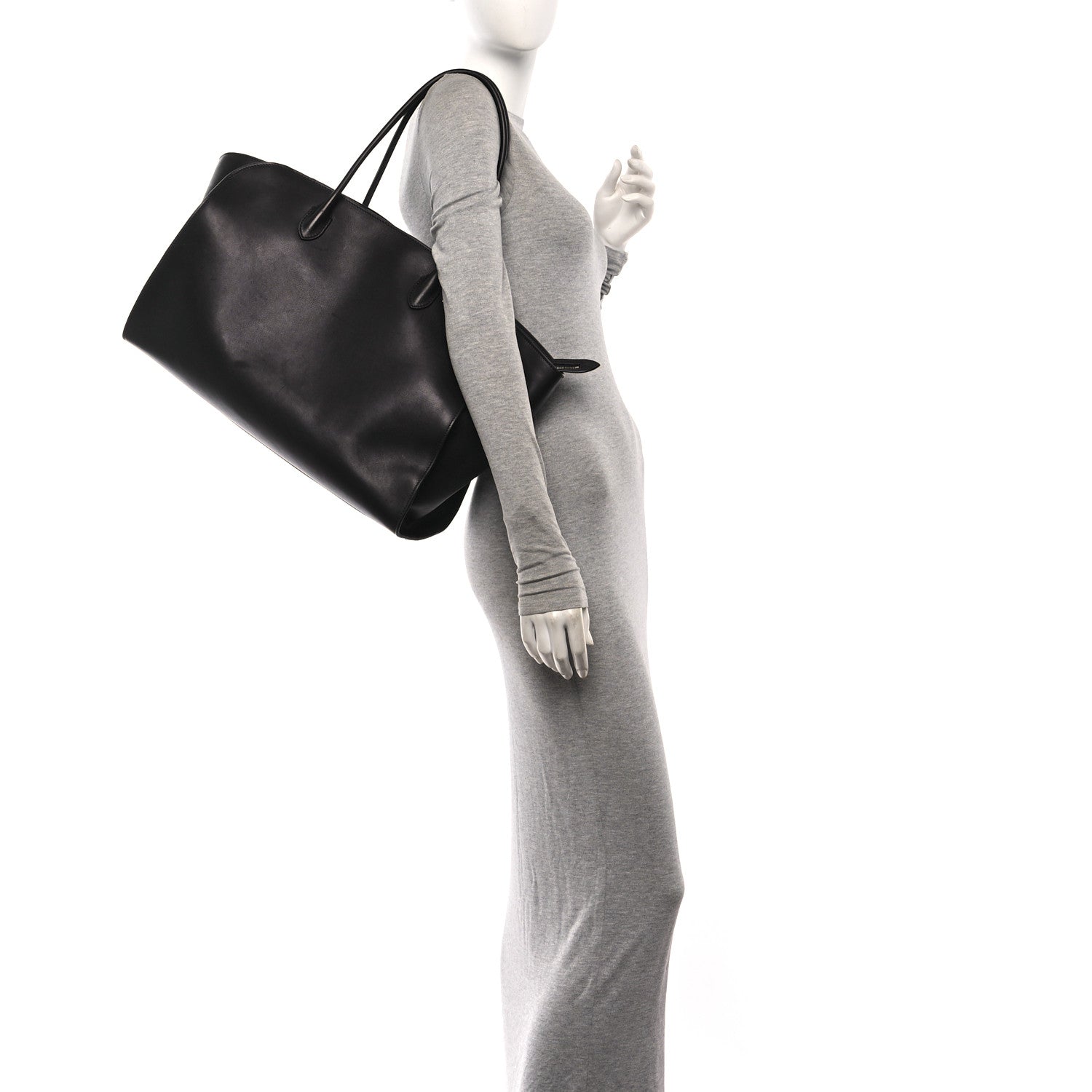 Polished Saddle Calfskin Marlo 17 Tote Bag Black