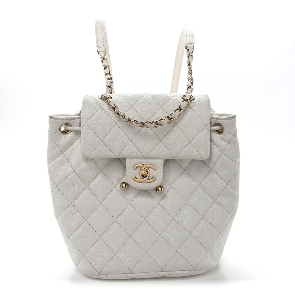 Caviar Quilted Mini Urban Spirit Backpack White