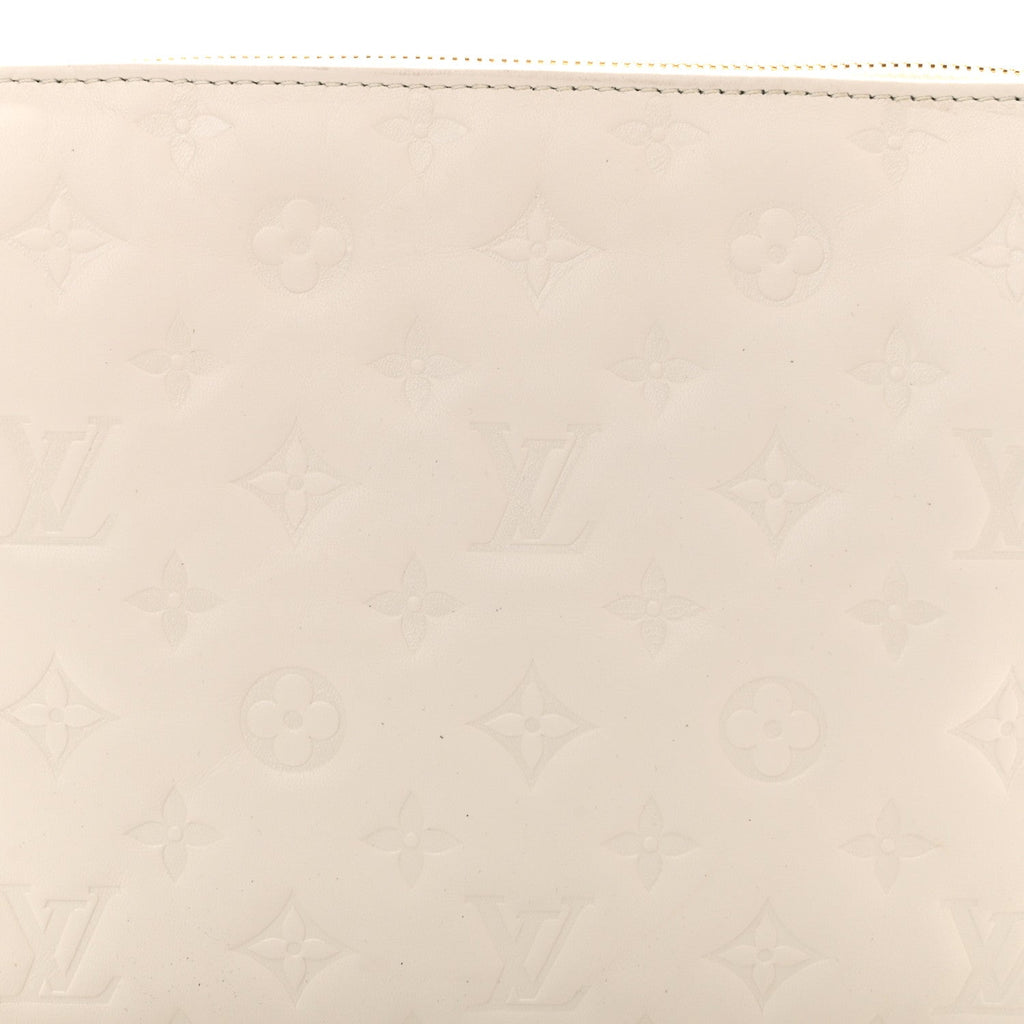 Lambskin Embossed Monogram Coussin PM Beige Cream