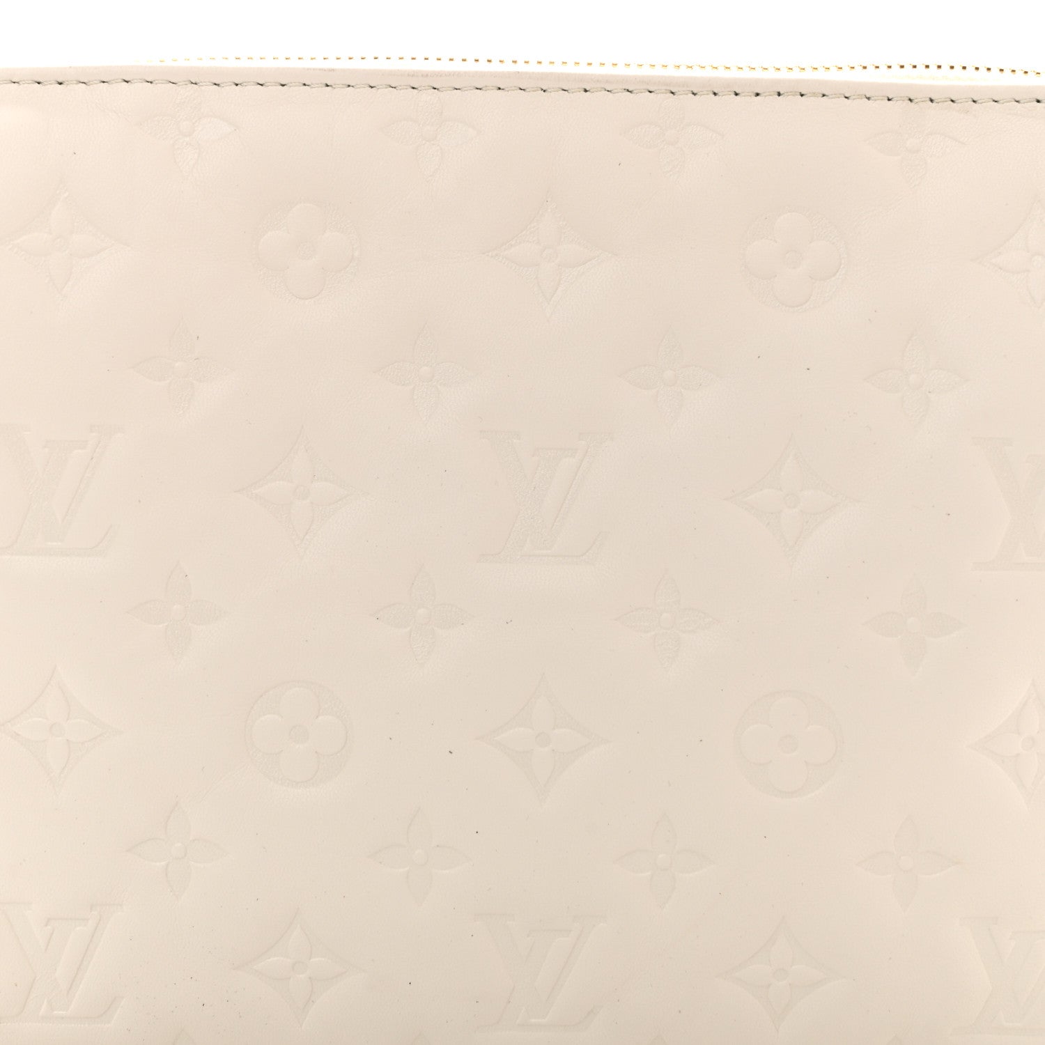 Lambskin Embossed Monogram Coussin PM Beige Cream