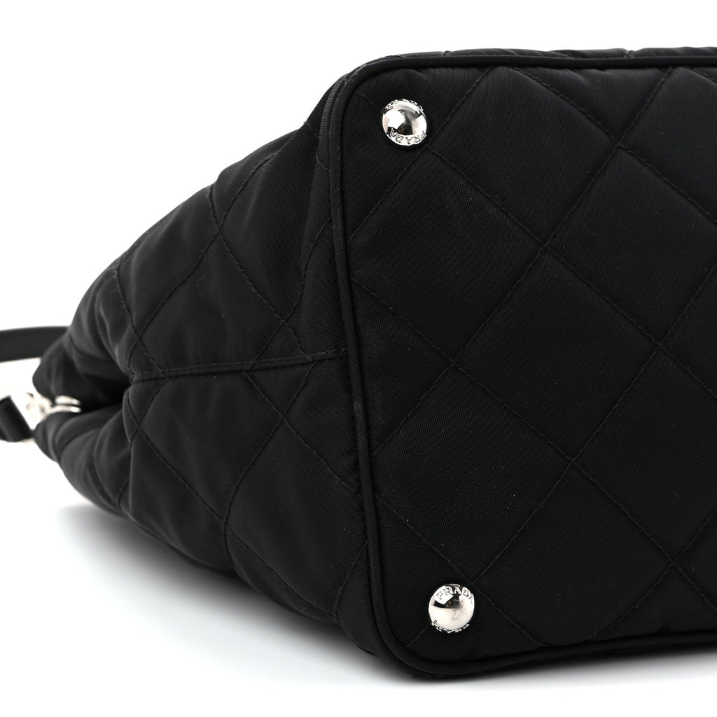 Nylon Tessuto Impuntu Quilted Tote Black