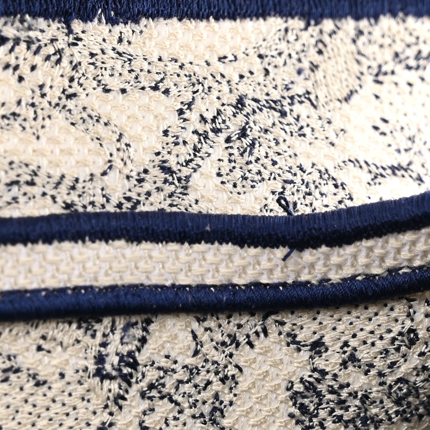 Canvas Embroidered Toile de Jouy Saddle Bag Blue