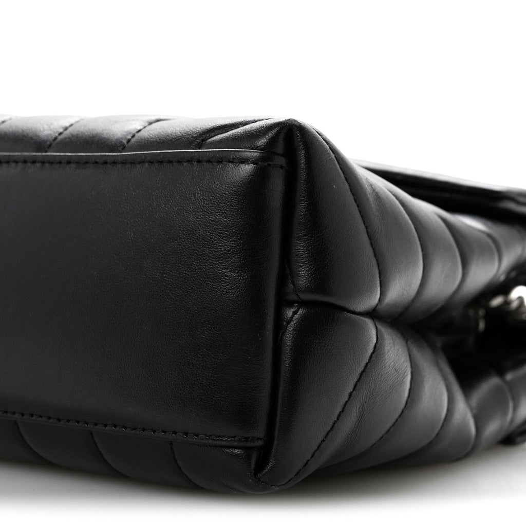 Calfskin Y Quilted Monogram Small Loulou Chain Satchel Black