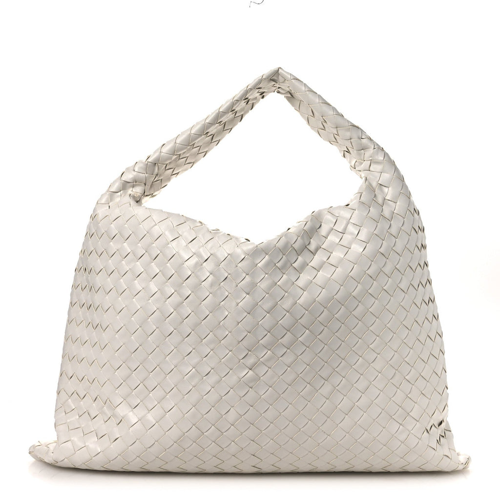 Calfskin Intrecciato Large Hop Sterling White