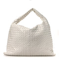 Calfskin Intrecciato Large Hop Sterling White