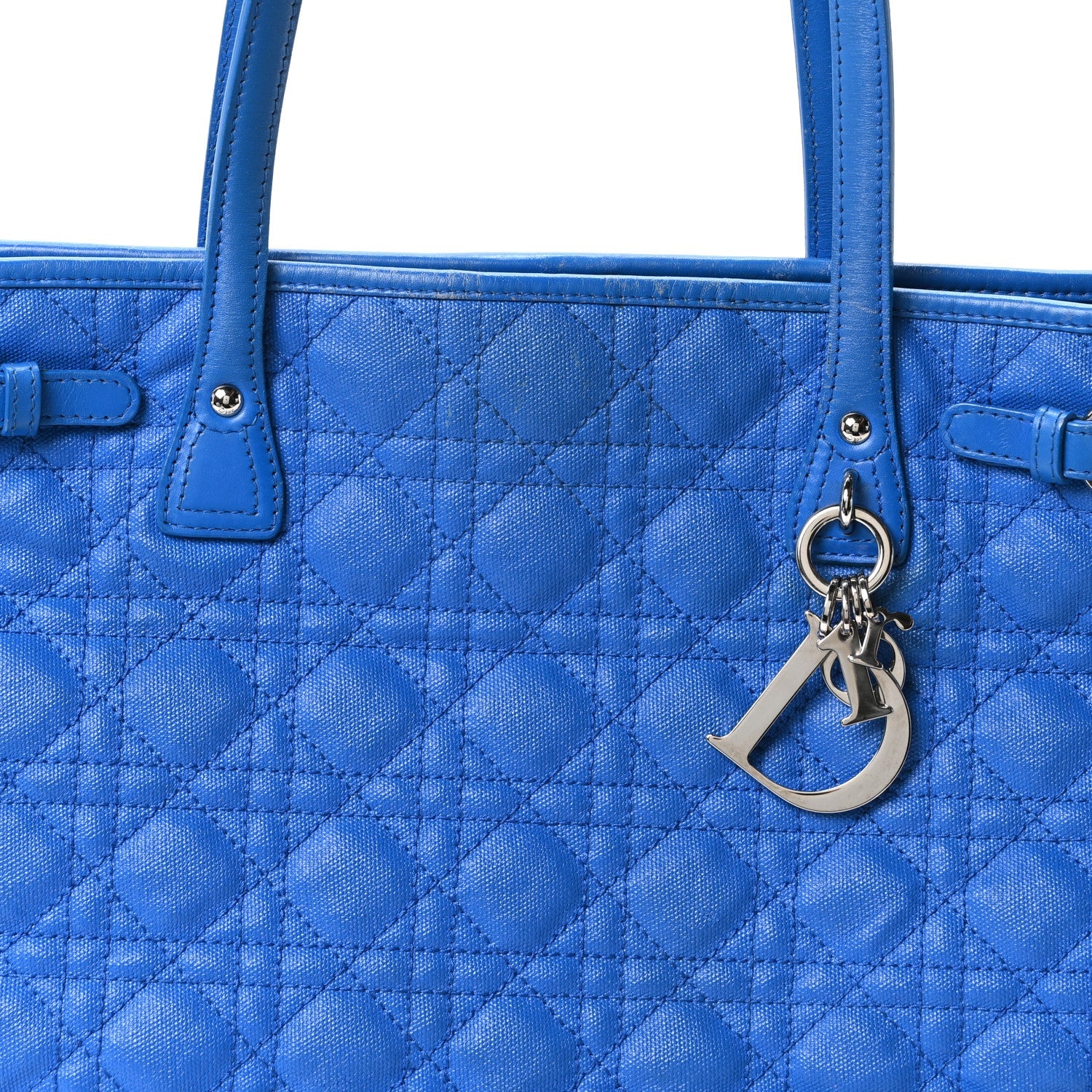 Coated Canvas Cannage Large Panarea Tote Blue