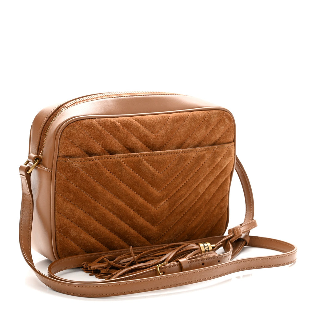 Suede Matelasse Monogram Lou Camera Bag Cinnamon