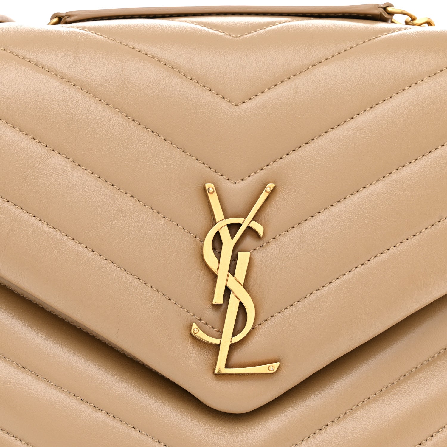 Calfskin Y Quilted Monogram Medium Loulou Chain Satchel Dark Latte