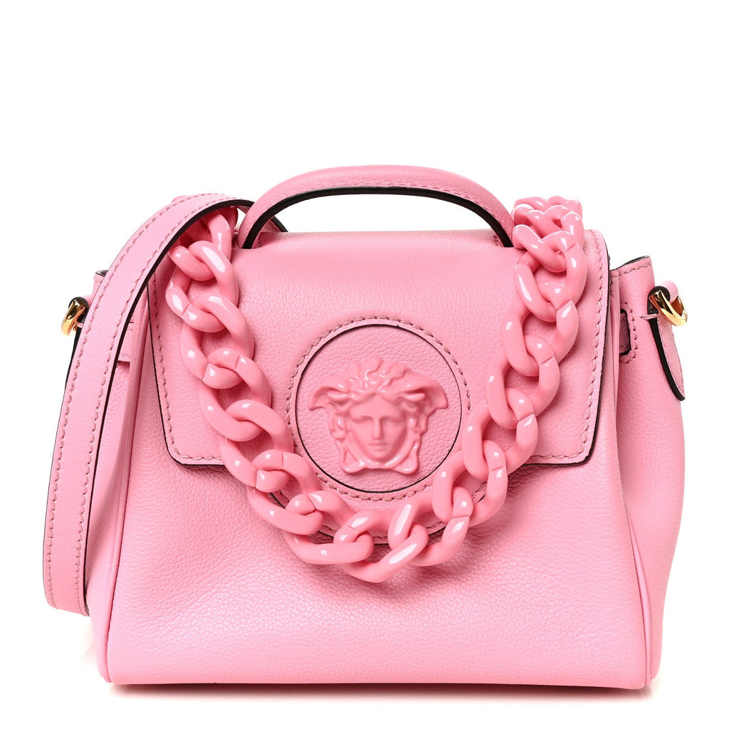 Grained Calfskin Small La Medusa Top Handle Bag Pink