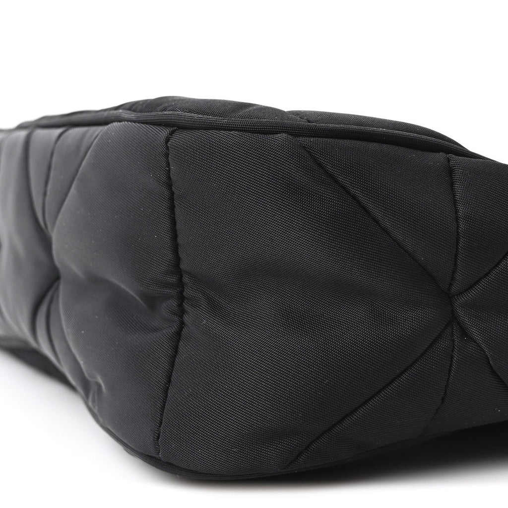 Re-Nylon Triangle Padded Patchwork Shoulder Bag Black