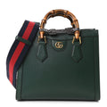 Textured Dollar Calfskin Web Small Diana Tote Bag Vintage Green Powder Pink