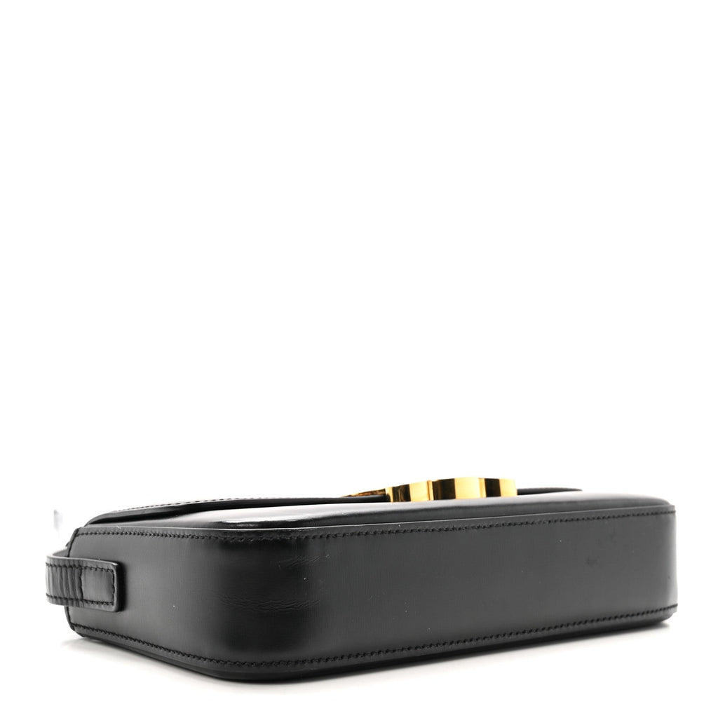 Shiny Calfskin Triomphe Shoulder Bag Black