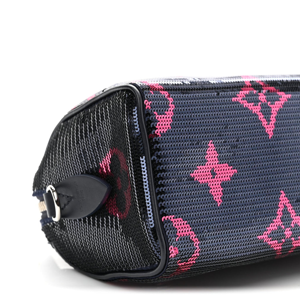 Giant Monogram Sequins Speedy Bandouliere 18 Navy Fuchsia
