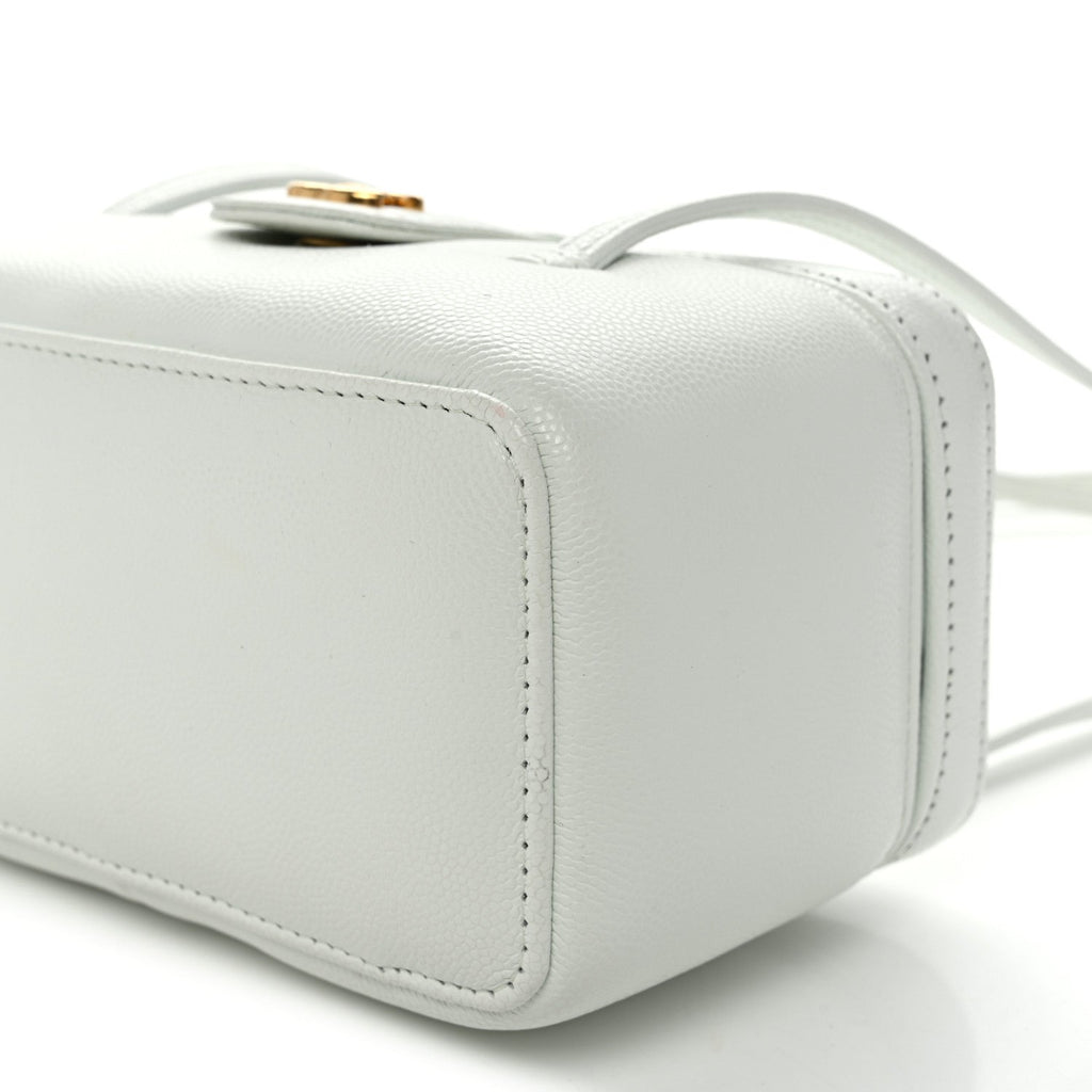 Shiny Caviar Preppy Coco Long Vanity With Strap Light Blue