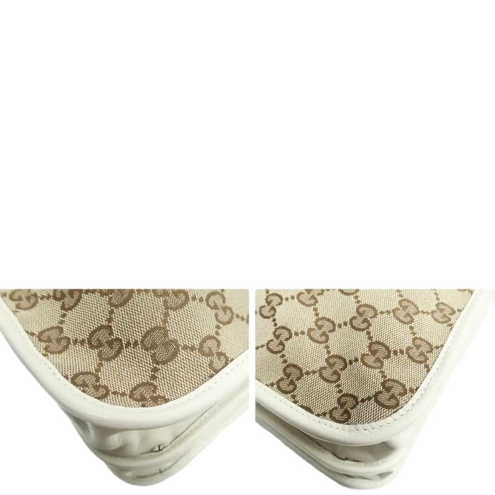 GUCCI Horsebit 1955 GG Supreme Canvas Tote Bag White 621144