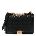 Caviar Quilted Large Boy Flap Black