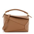 Grained Calfskin Small Puzzle Edge Bag Toffee
