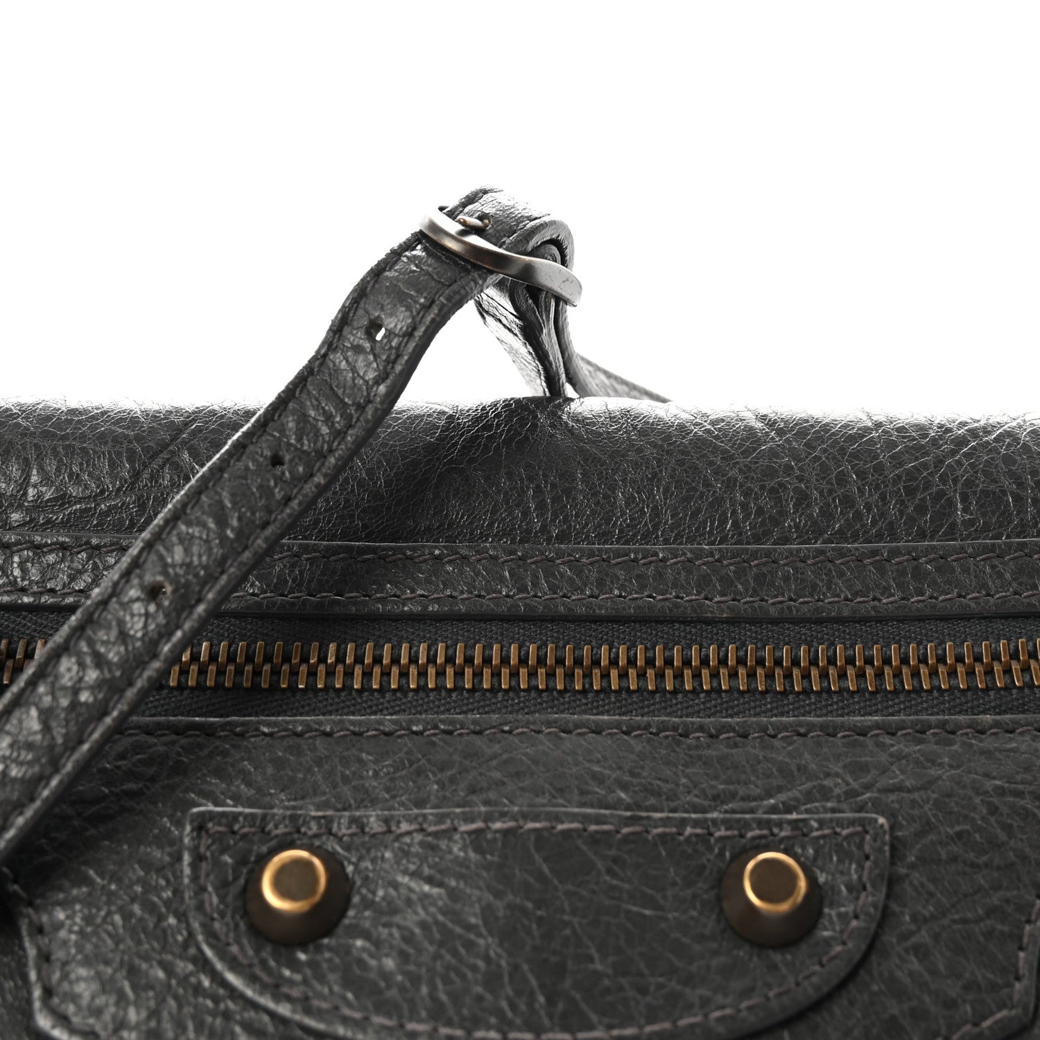Agneau Classic Hardware Envelope Strap Clutch Gris Fossile