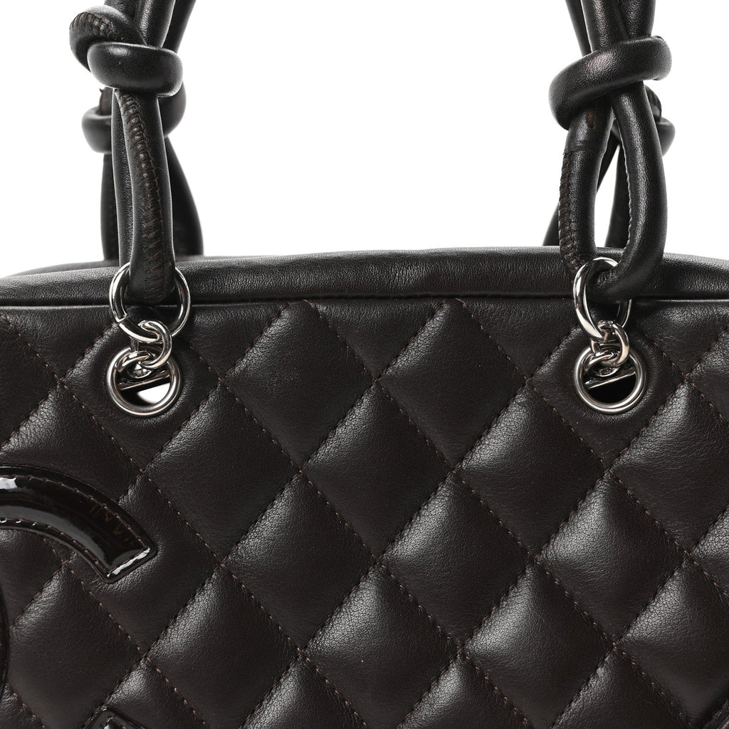 Calfskin Quilted Small Cambon Bowler Dark Brown