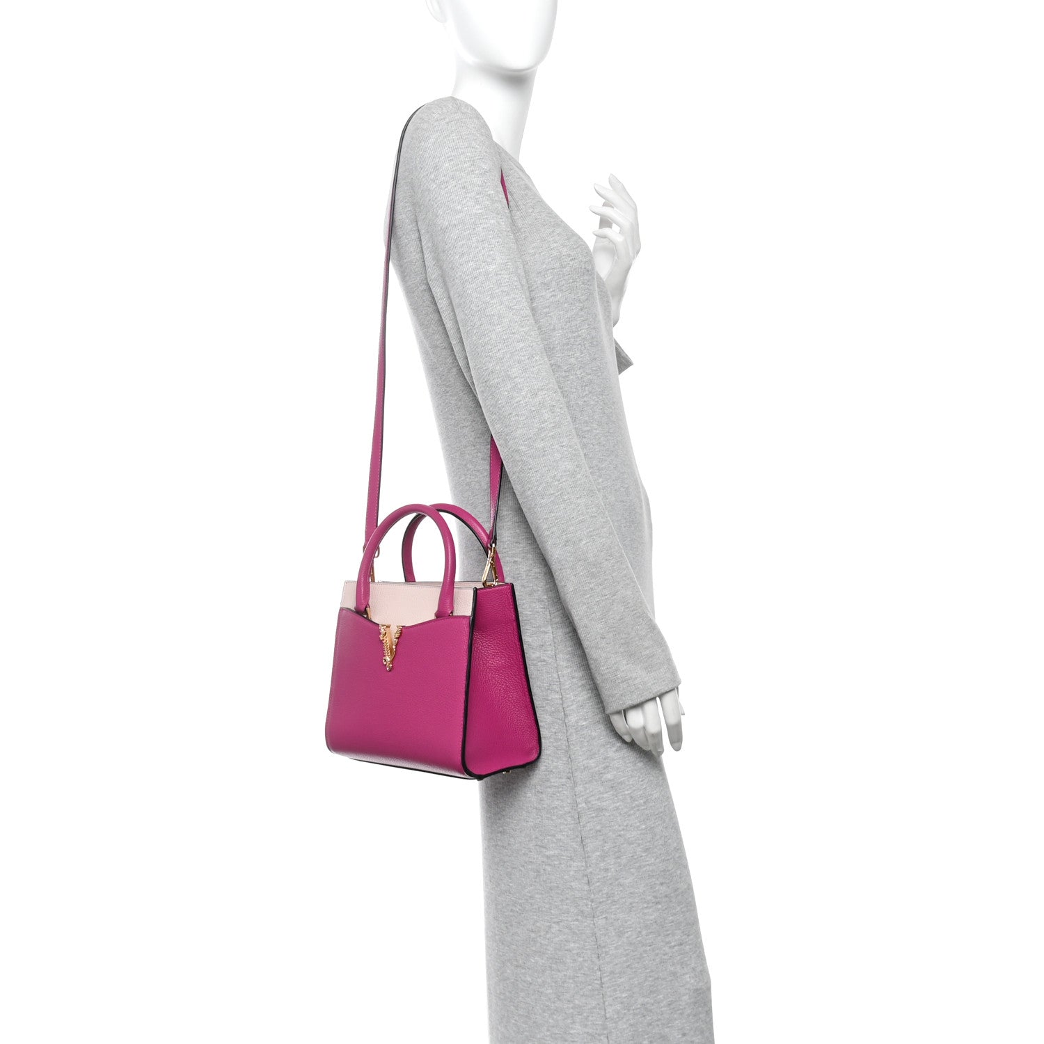 Grainy Calfskin Virtus Top Handle Tote Pink Light Pink