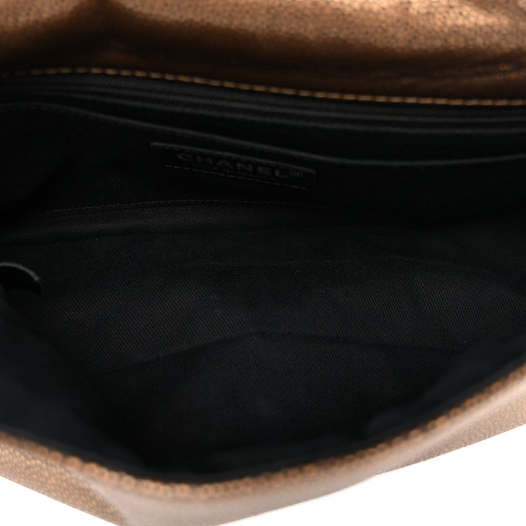 Metallic Caviar Medium Timeless CC Flap Bronze