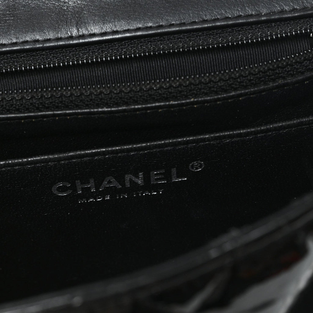 Patent Calfskin Quilted Mini Square Flap Black