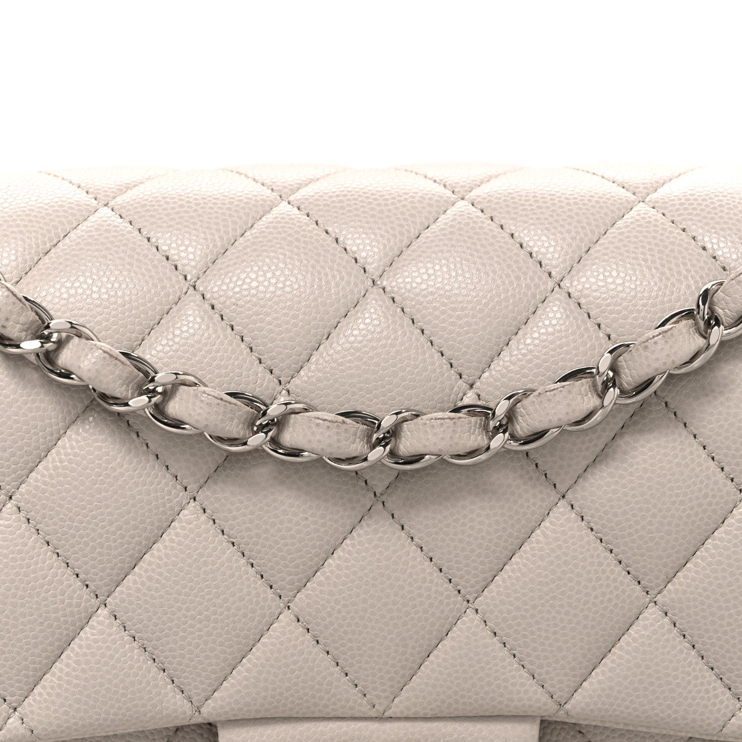 Caviar Quilted Medium Double Flap Ivory