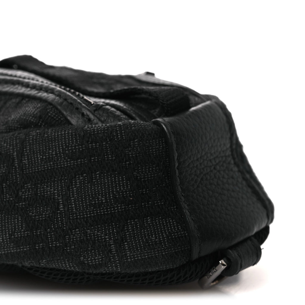 Grained Calfskin Oblique Scarab Sling Bag Black