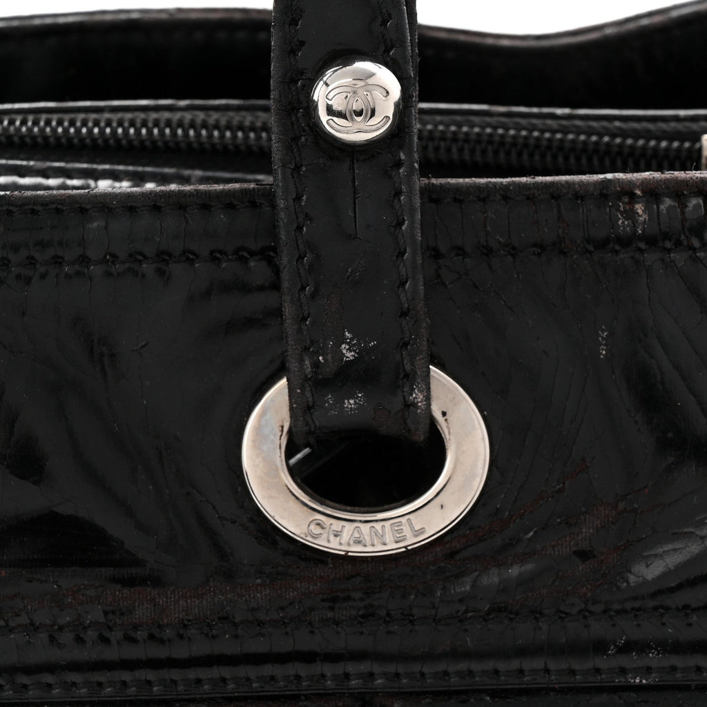 Vinyl Quilted Large Paris Biarritz Tote Black