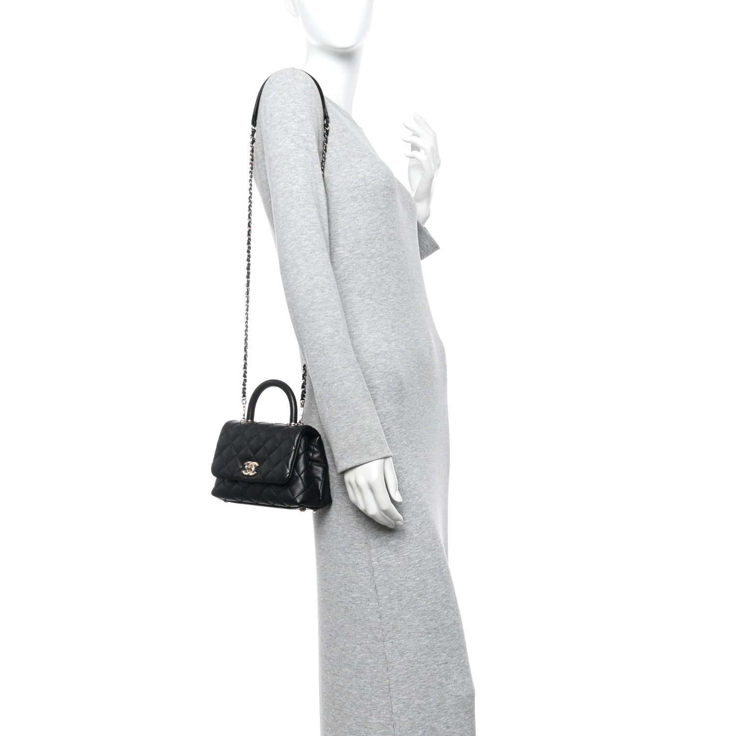 Caviar Quilted Extra Mini Coco Handle Flap Black