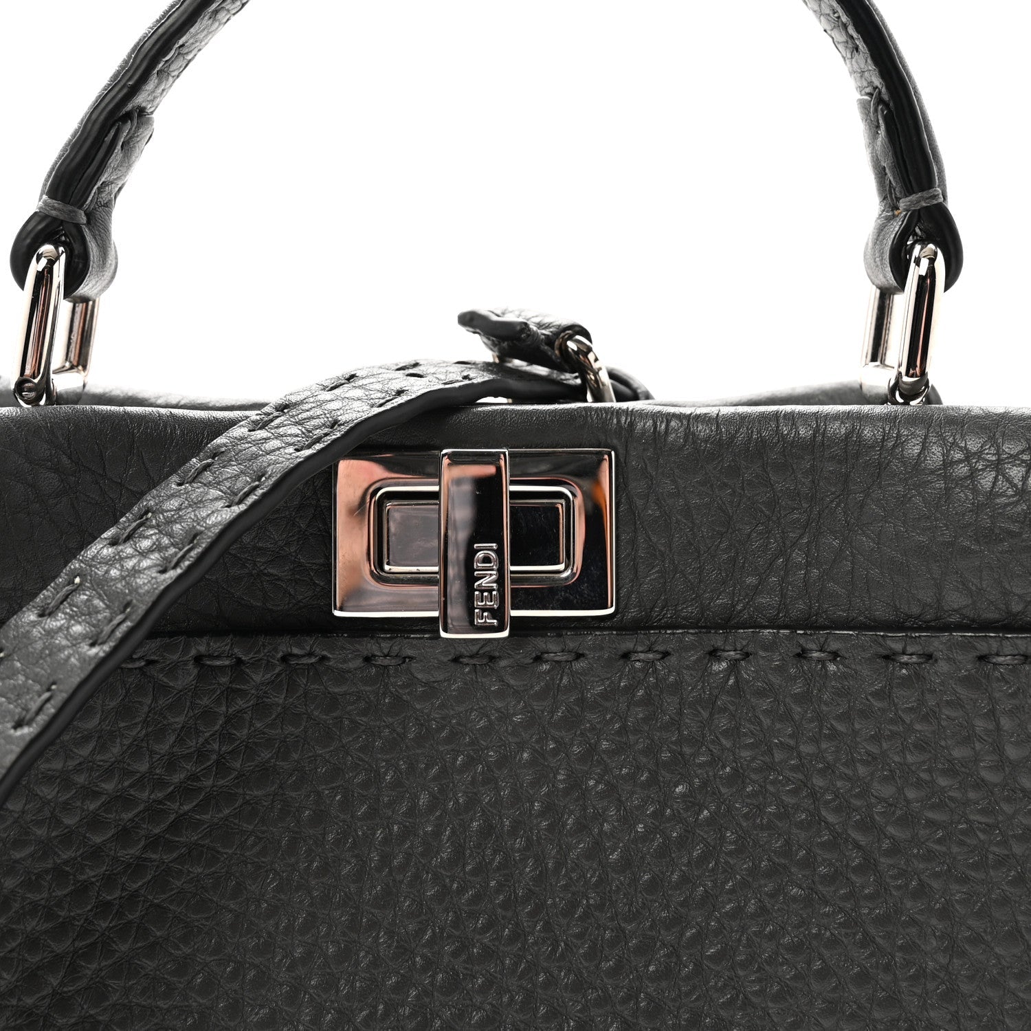 Cuoio Romano Selleria Bi-Color Mini Peekaboo Iconic Satchel Asfalto Latte