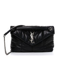 Lambskin Quilted Small Loulou Puffer Monogram Chain Satchel Black
