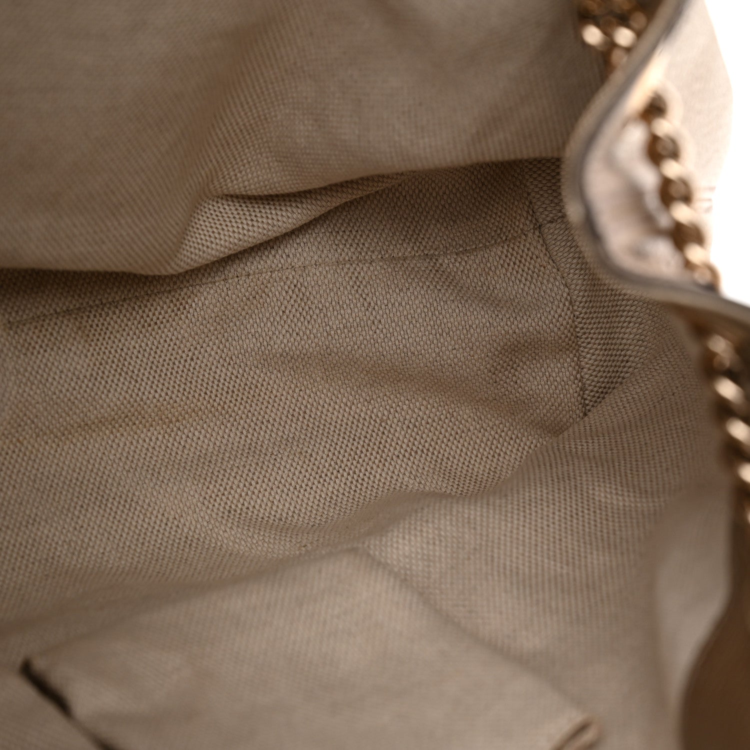 Metallic Pebbled Calfskin Medium Soho Chain Shoulder Bag Golden Beige