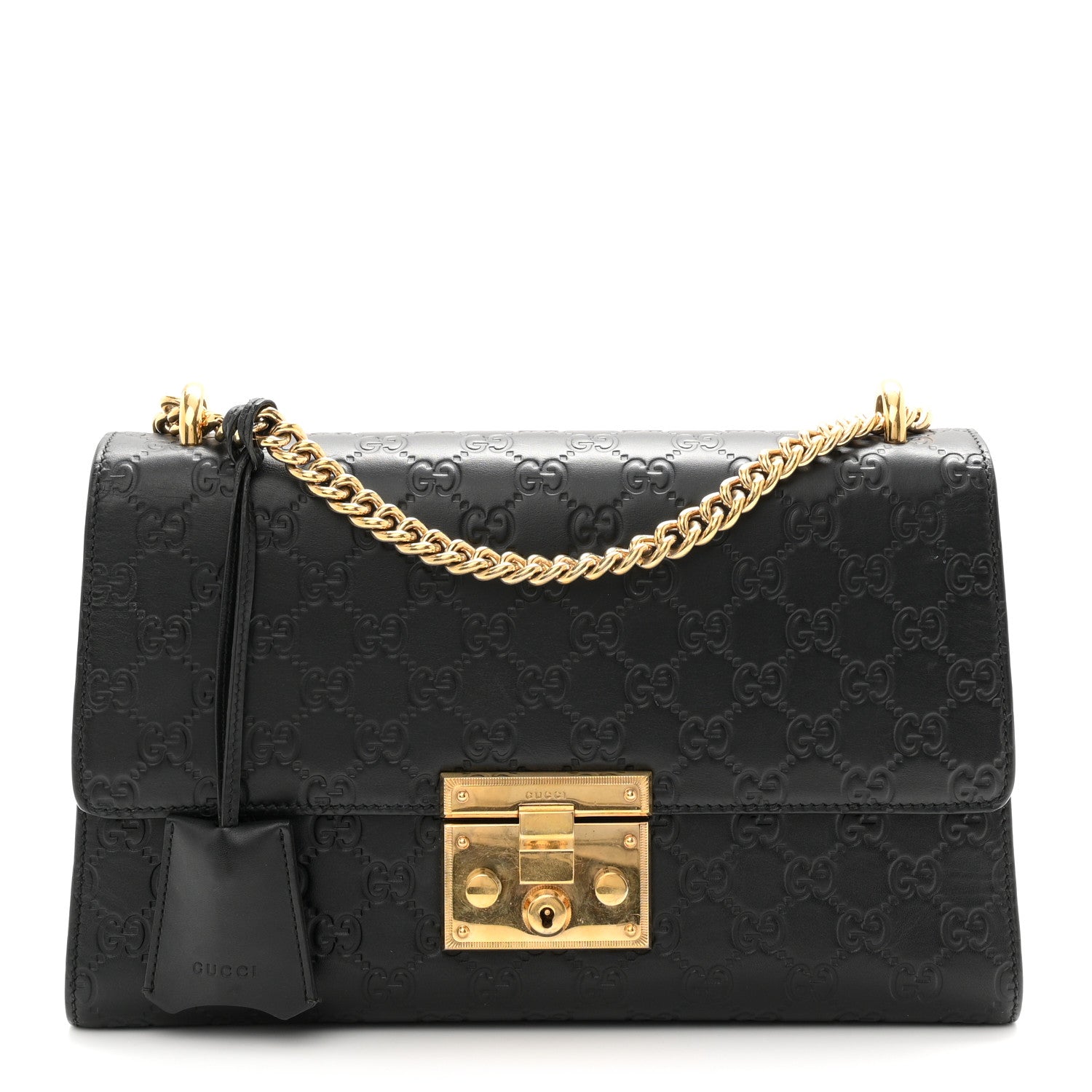 Guccissima Medium Padlock Shoulder Bag Black