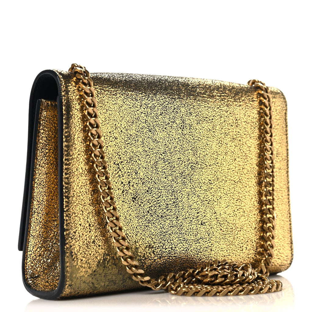 Metallic Calfskin Small Classic Monogram Kate Tassel Satchel Gold