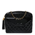 Patent Quilted Tassel Camera Case Black