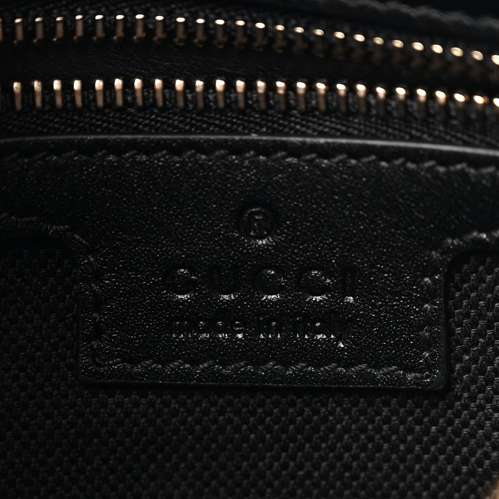 GG Calfskin Embossed Emblem Medium Half Moon Shoulder Bag Black