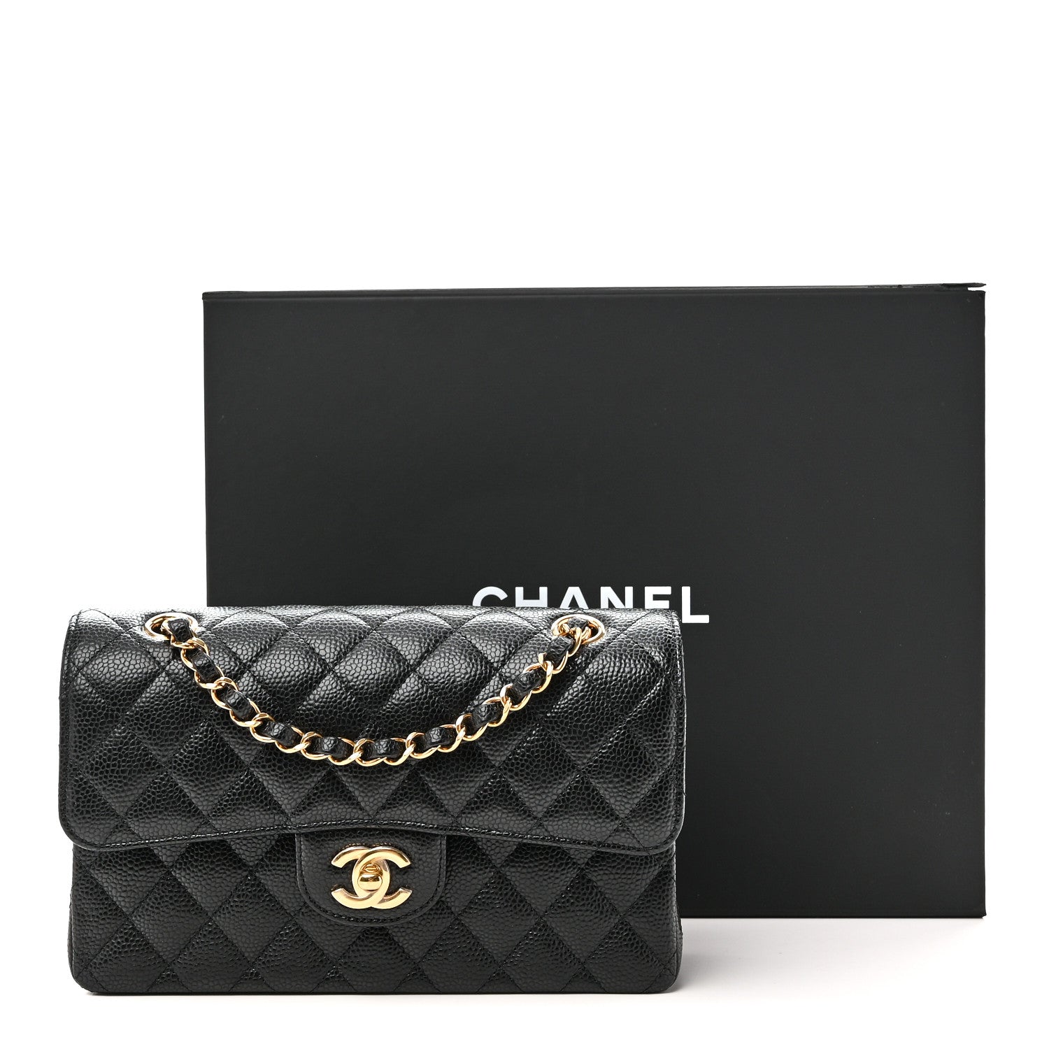 Caviar Quilted Small Double Flap Black