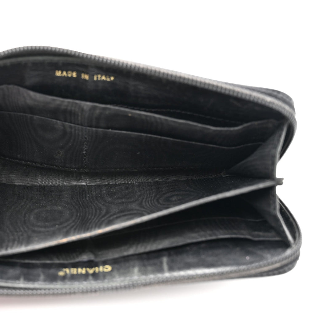 Caviar CC Timeless Large Zip Around Wallet Black