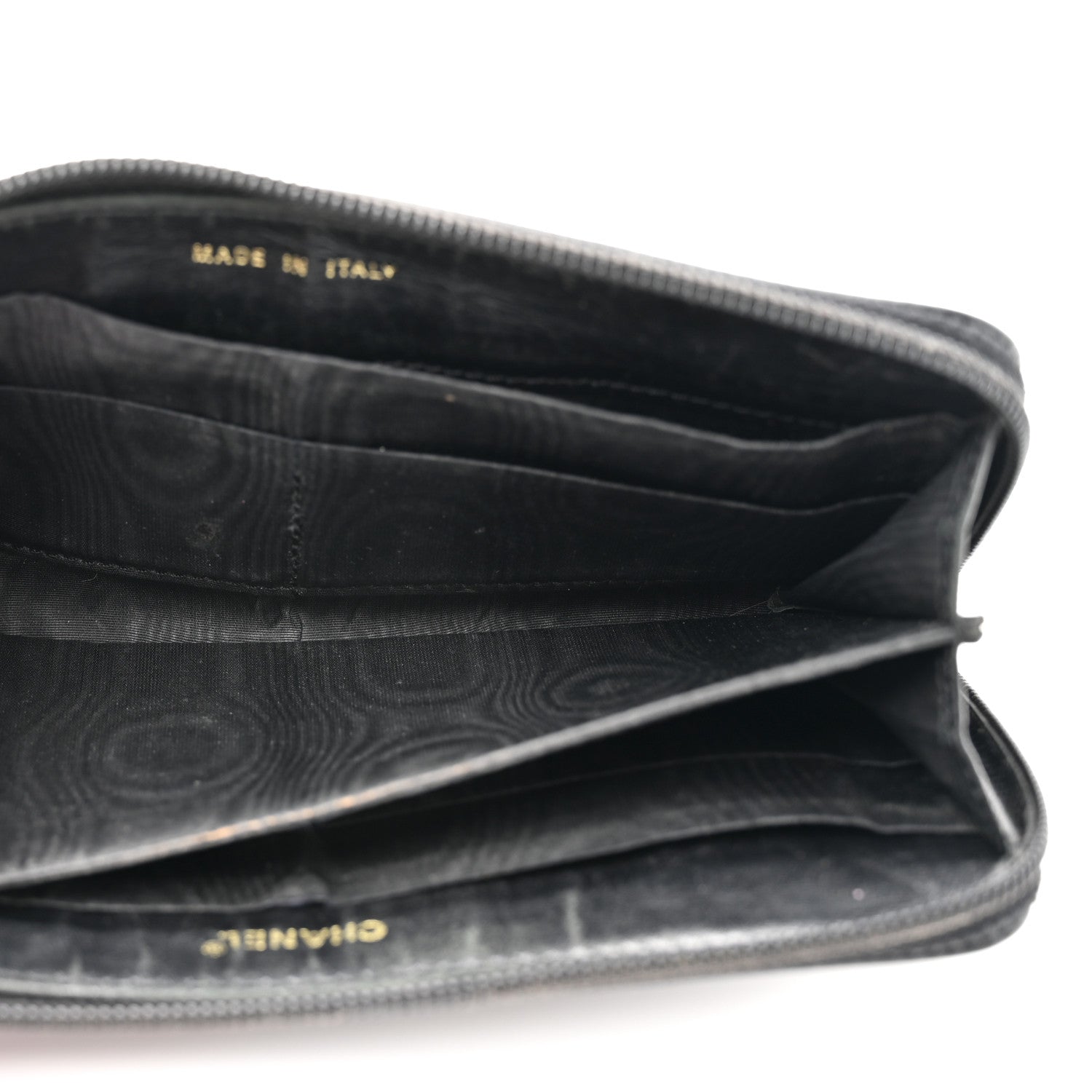 Caviar CC Timeless Large Zip Around Wallet Black