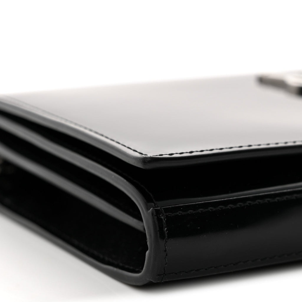 Glazed Calfskin Cassandre Wallet On Chain WOC Black