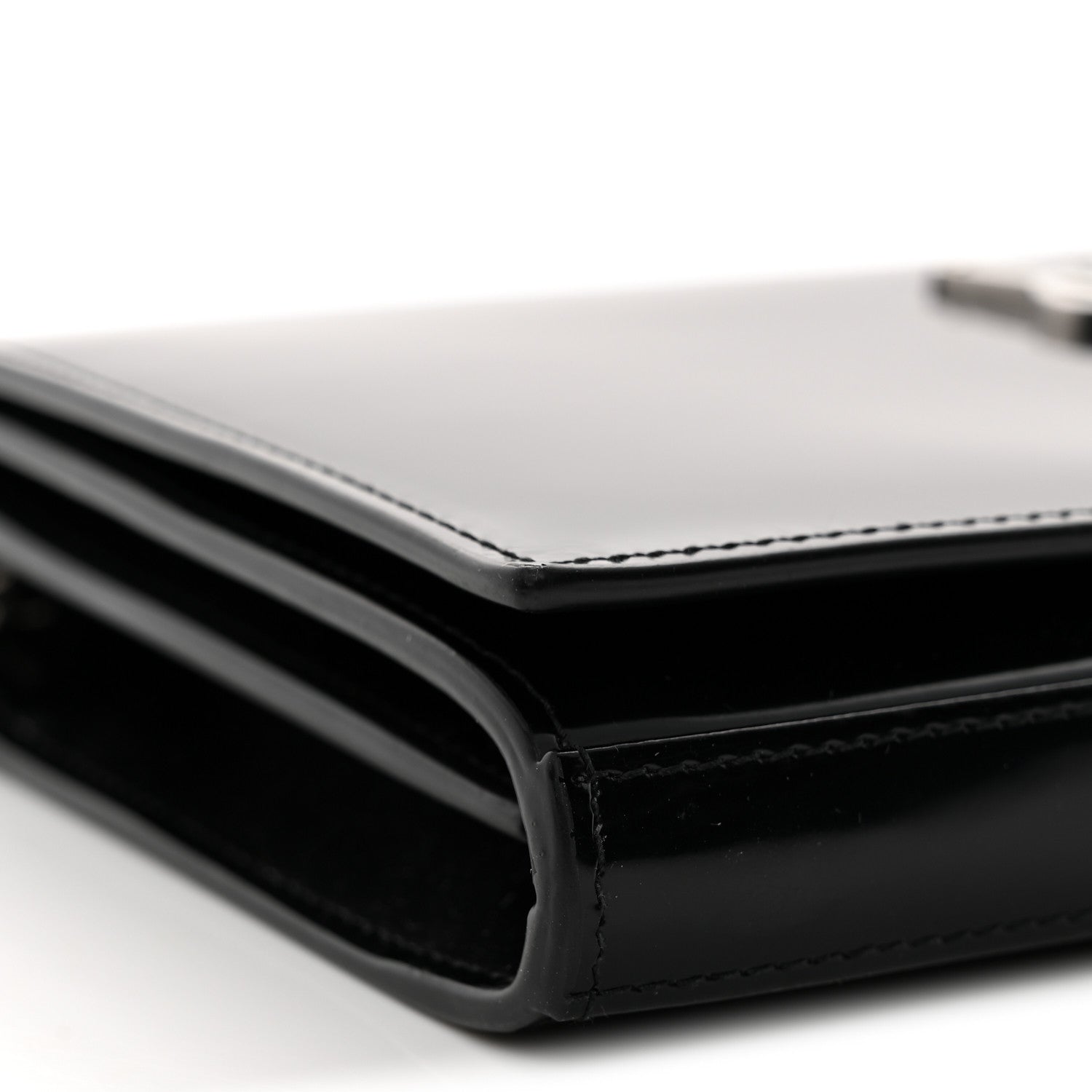Glazed Calfskin Cassandre Wallet On Chain WOC Black