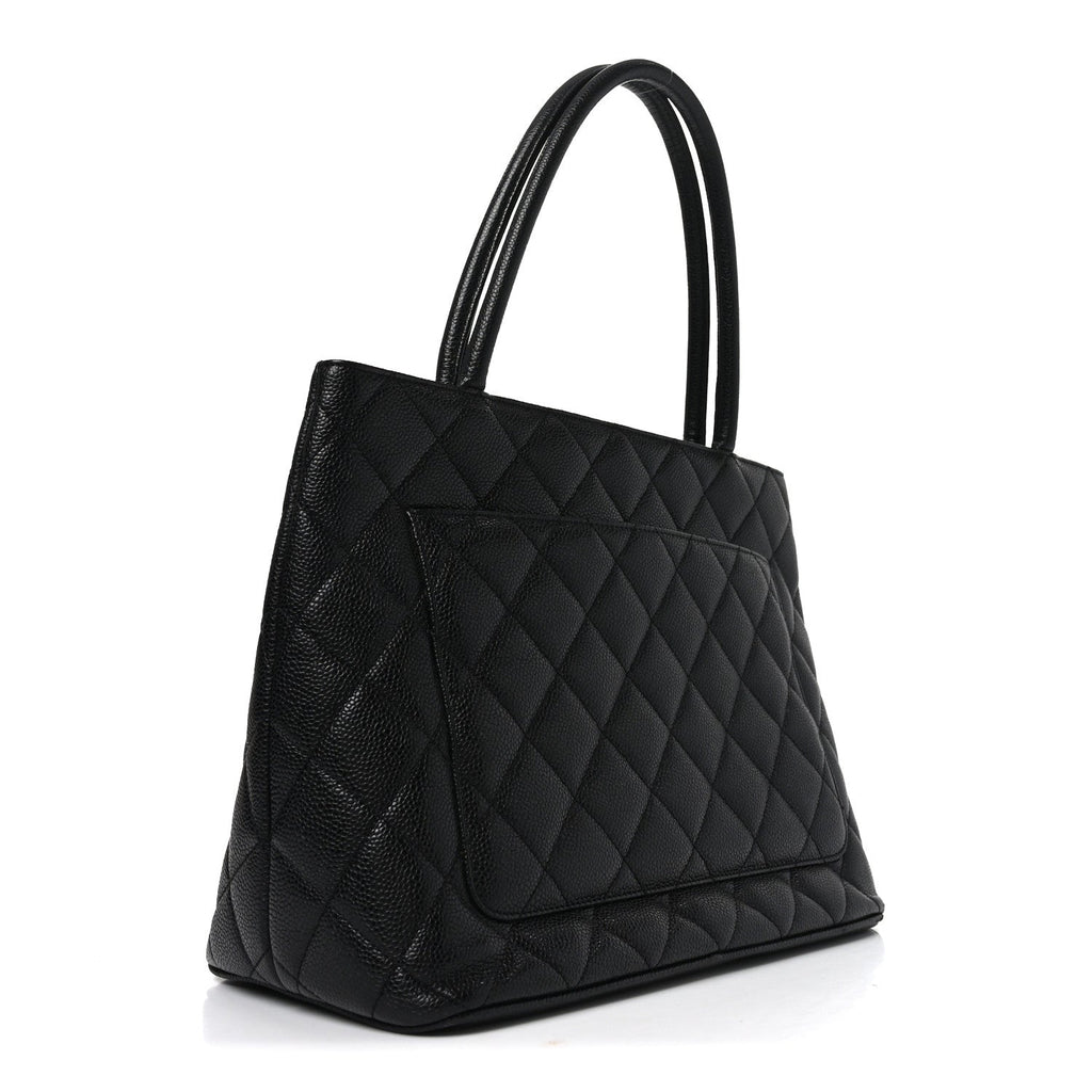 Caviar Quilted Medallion Tote Black