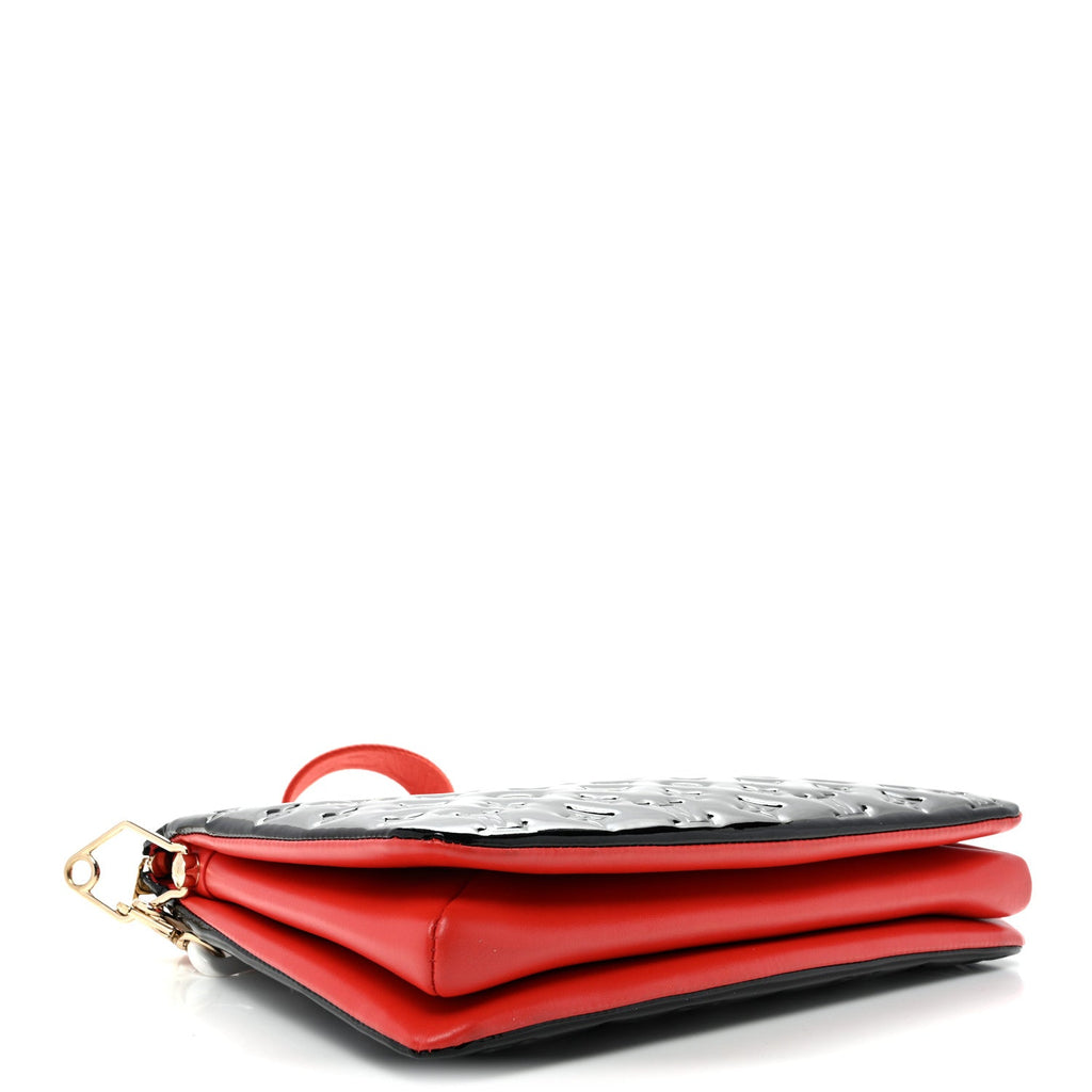 Patent Embossed Monogram Lambskin Coussin MM Black Red
