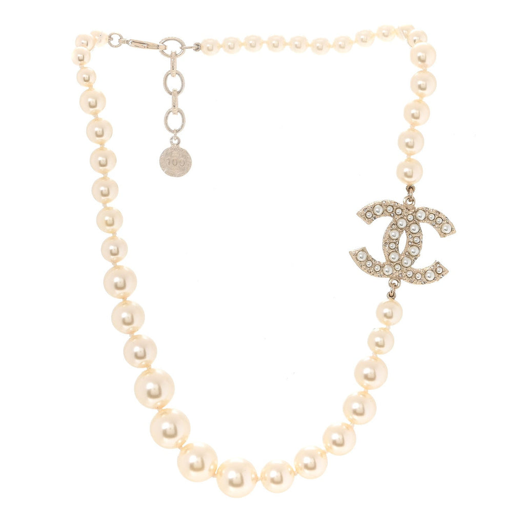 Pearl CC 100th Anniversary Necklace Light Gold