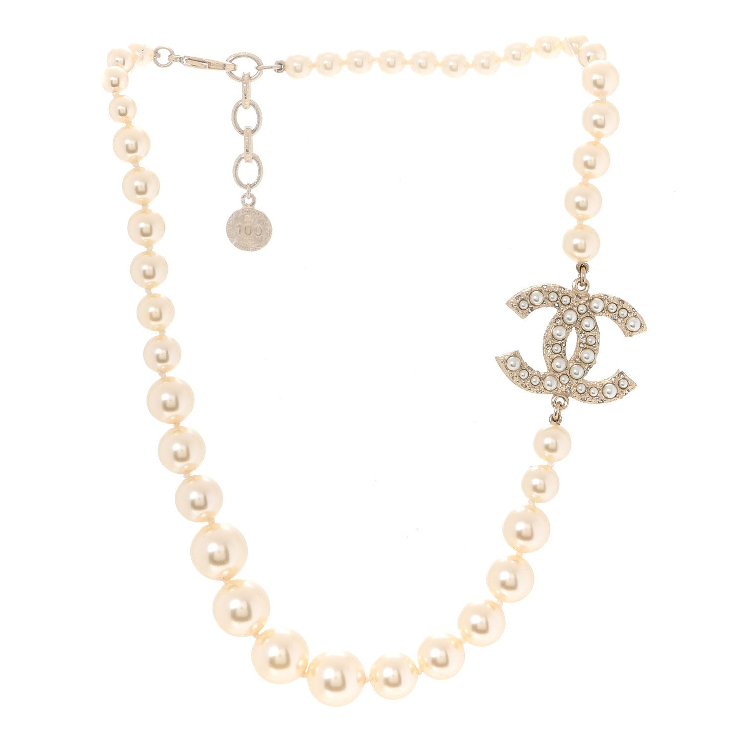Pearl CC 100th Anniversary Necklace Light Gold