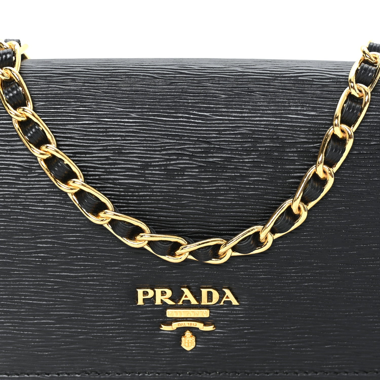 Vitello Move Metal Oro Chain Wallet Black