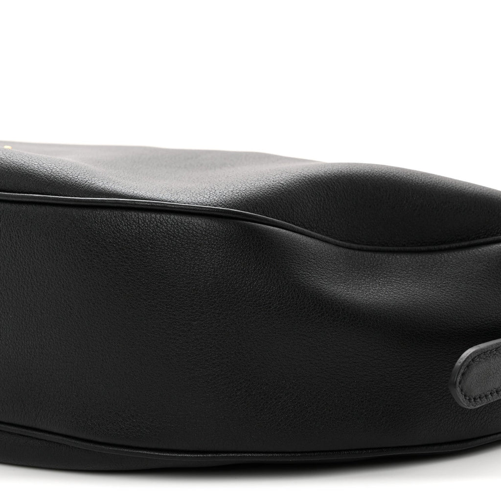 Soft Grain Calfskin Large Demi-Lune Shoulder Bag Black
