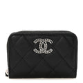 Caviar Quilted Coco Chanel Logo CC Zip Coin Purse Black