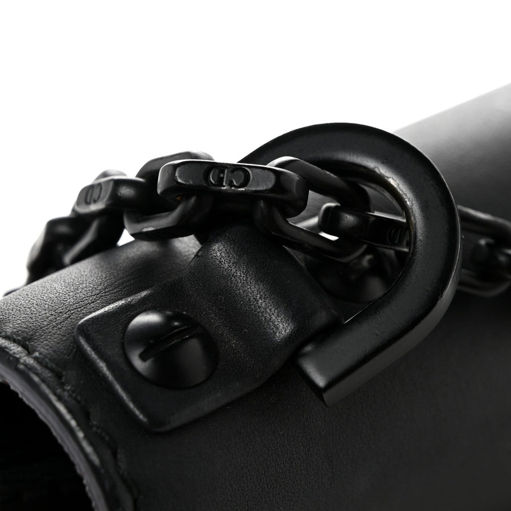 Ultra Matte Calfskin J'Adior Chain Flap Bag Black